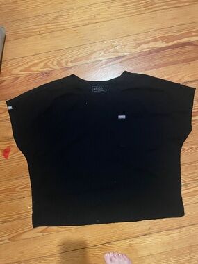 FIGS Black Boxy Scrub Top with Chest Pocket